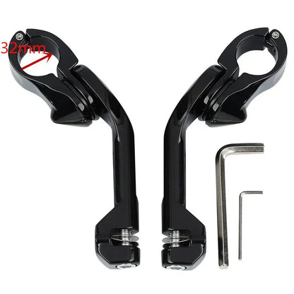 1 x Black 1-1/4" Long Angled Adjustable Highway Foot Pegs for Harley Dyna