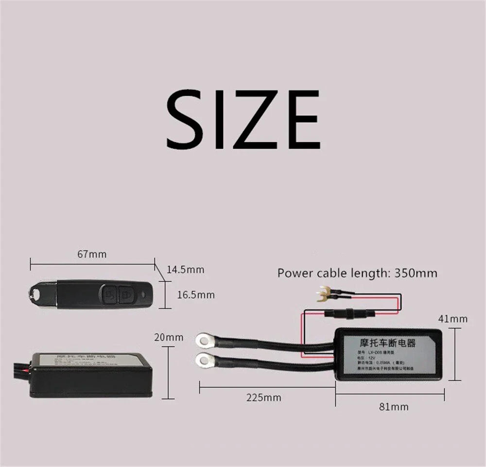 8V-16V Motorcycle Battery Disconnect Kill Switch Remote Control