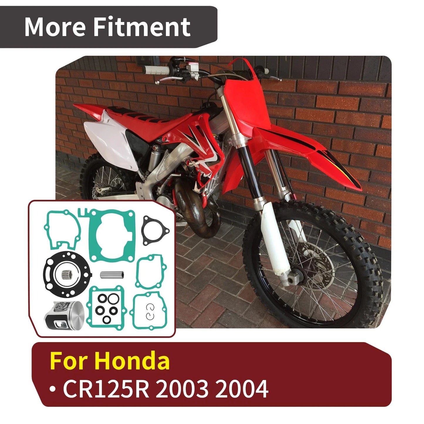 Top End Rebuild Kit 54mm Standard Bore Piston Ring for Honda CR125R (2003–2004)