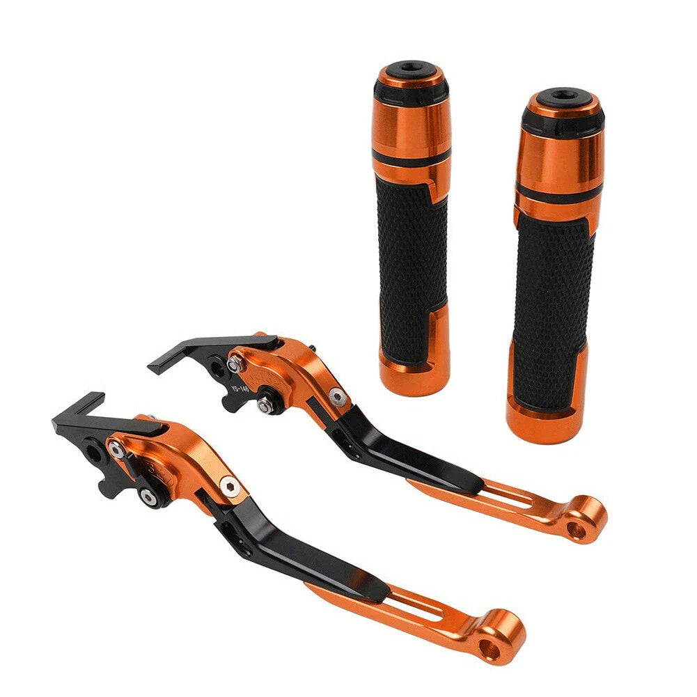 Orange Extendable Brake Clutch Levers & Handlebar Grips for Kawasaki Z1000