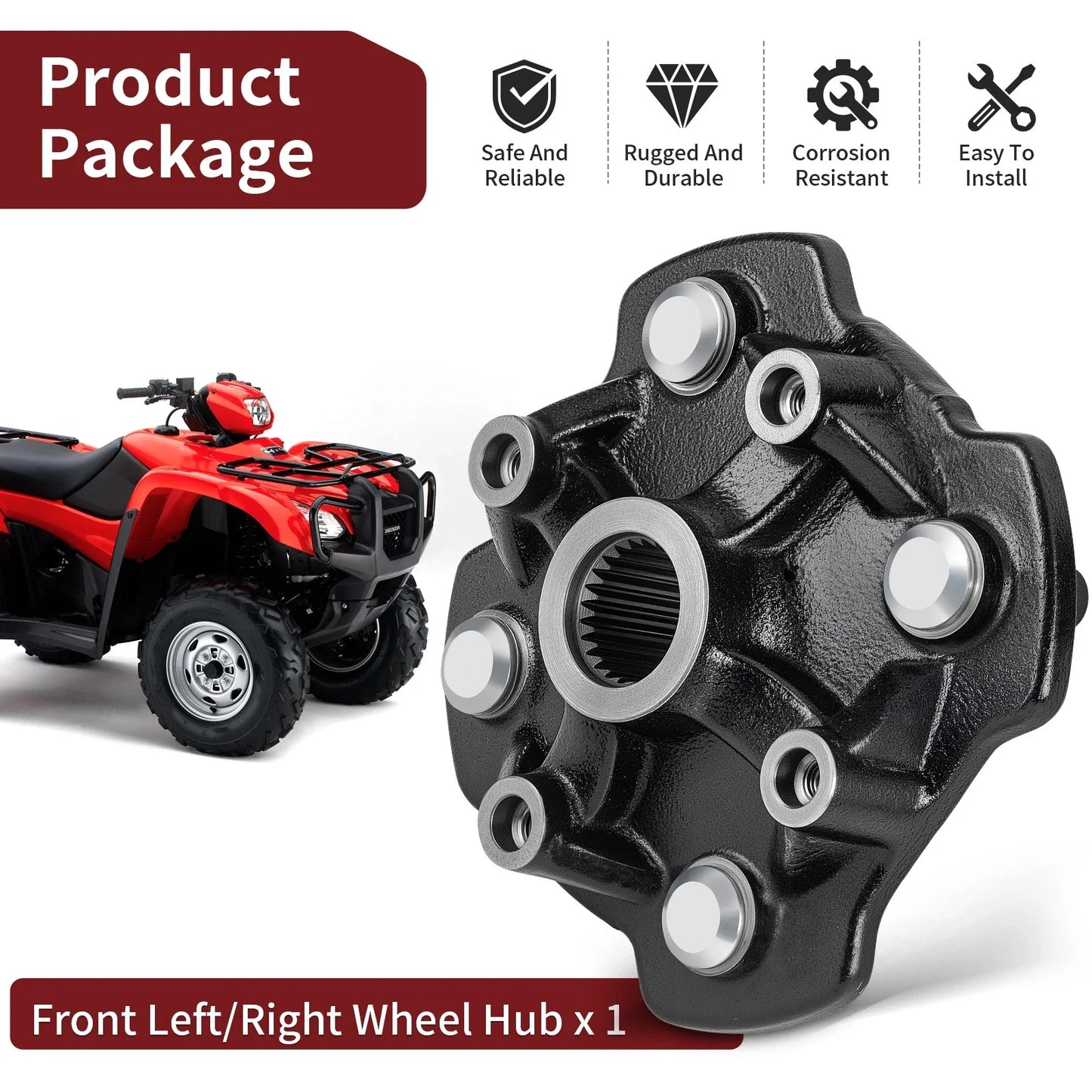 Front Wheel Hub L/R for Honda TRX500 Foreman/Rubicon (2015–2019)