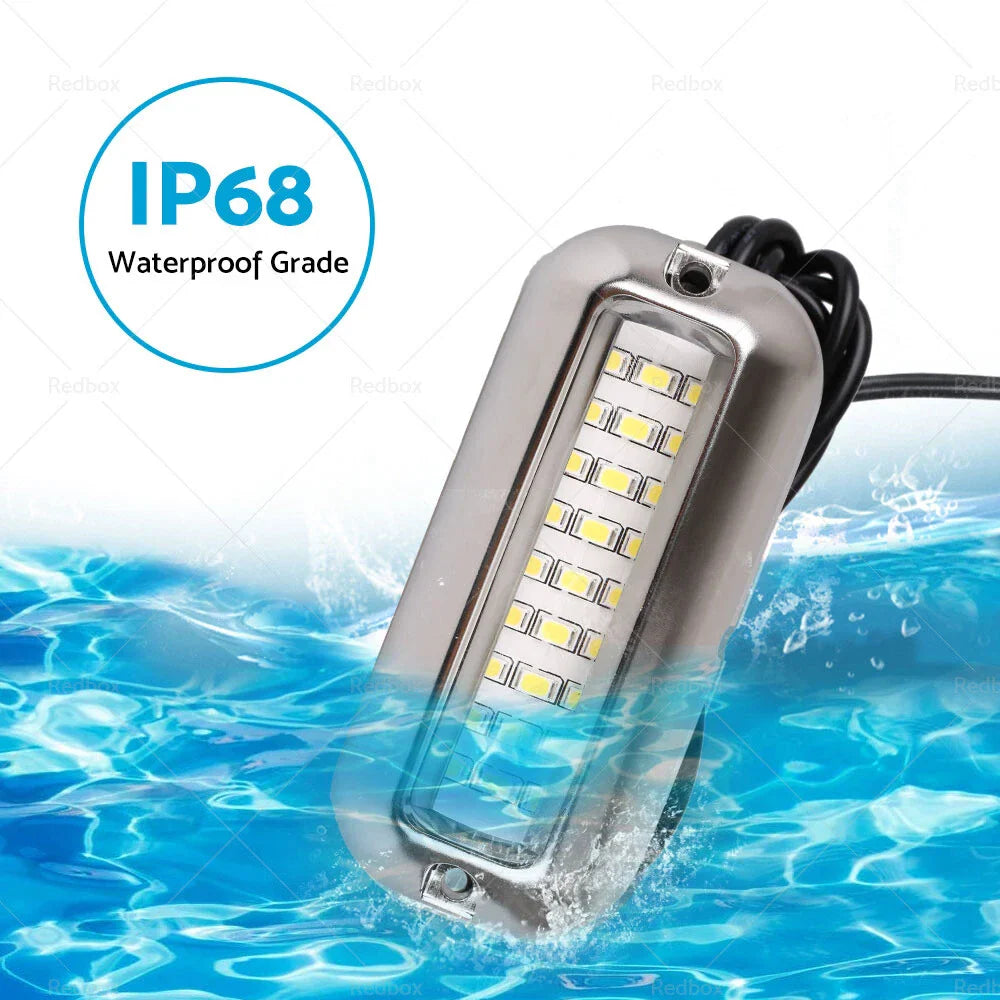 Blue 27 LED Stainless Steel Underwater Boat Transom Light for Pontoon