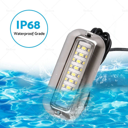 Blue 27 LED Stainless Steel Underwater Boat Transom Light for Pontoon