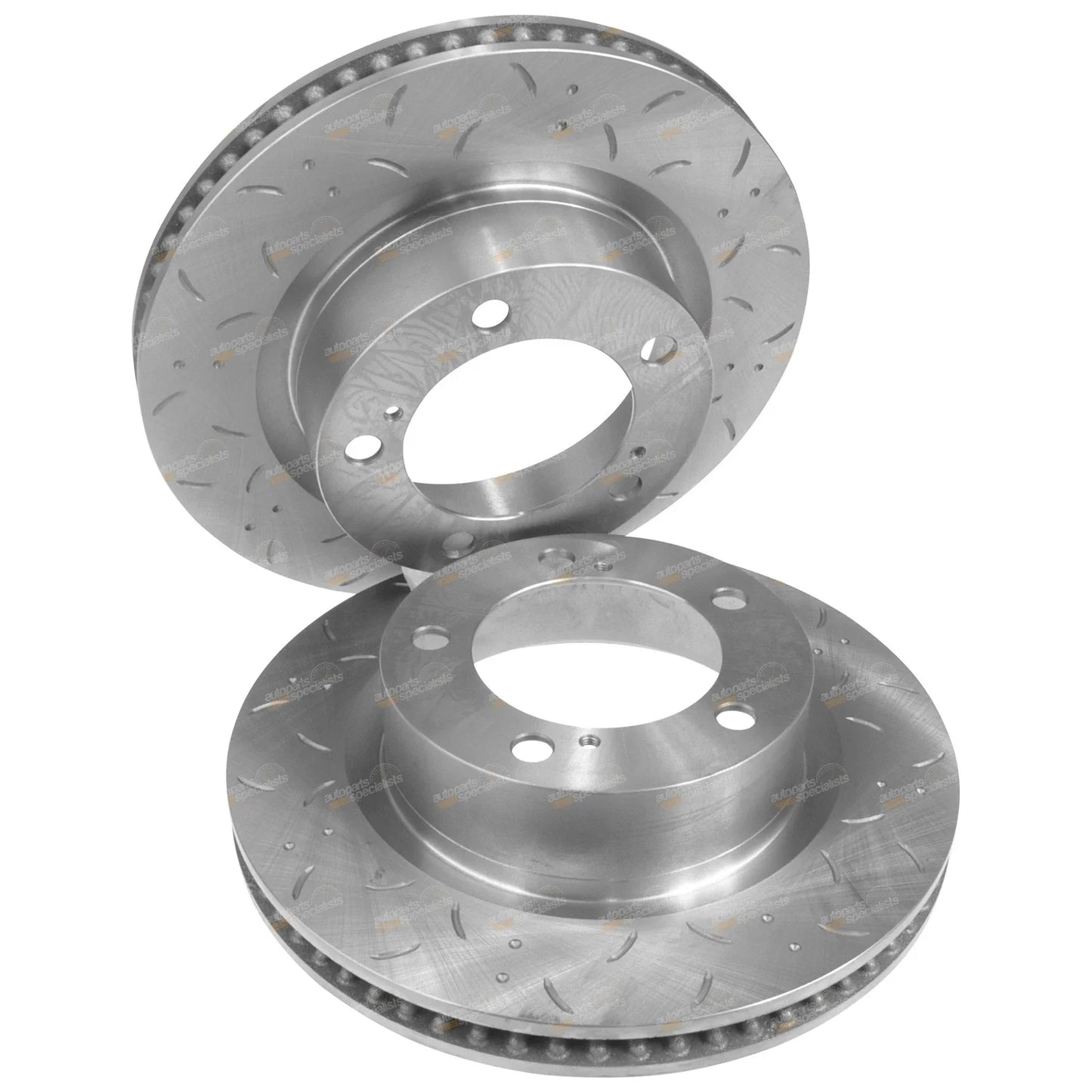 2 x Front Dimpled & Slotted Disc Brake Rotors & Pads for Landcruiser 200 Series