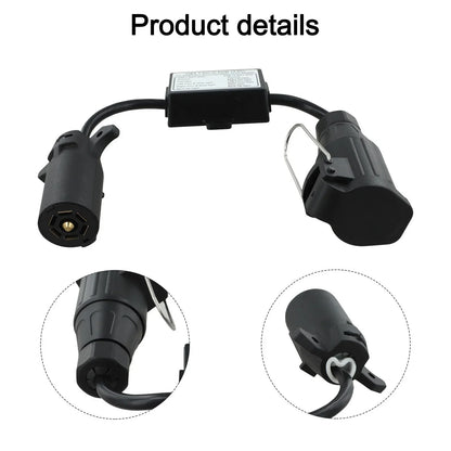 7Way Plug European 13Pin Round Trailer Light-Converter for US Vehicle