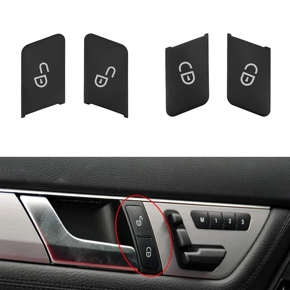 4 x Door Unlock Switch Button Trim Covers for Benz C-Class W204, E-Class W212