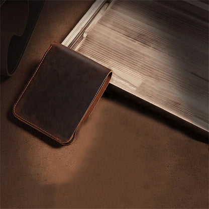 Cowhide Leather Retro Men's Wallet - Dark Coffee Color