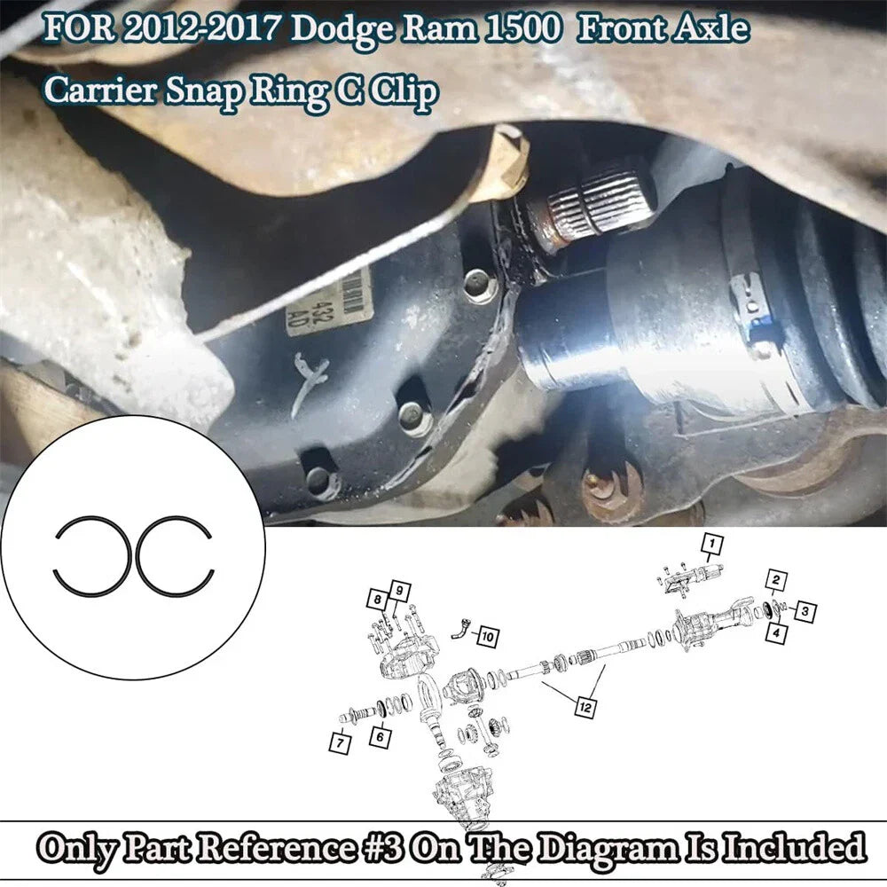 Front Axle Carrier Snap Ring C Clip for Dodge Ram 1500 (2012-2017)