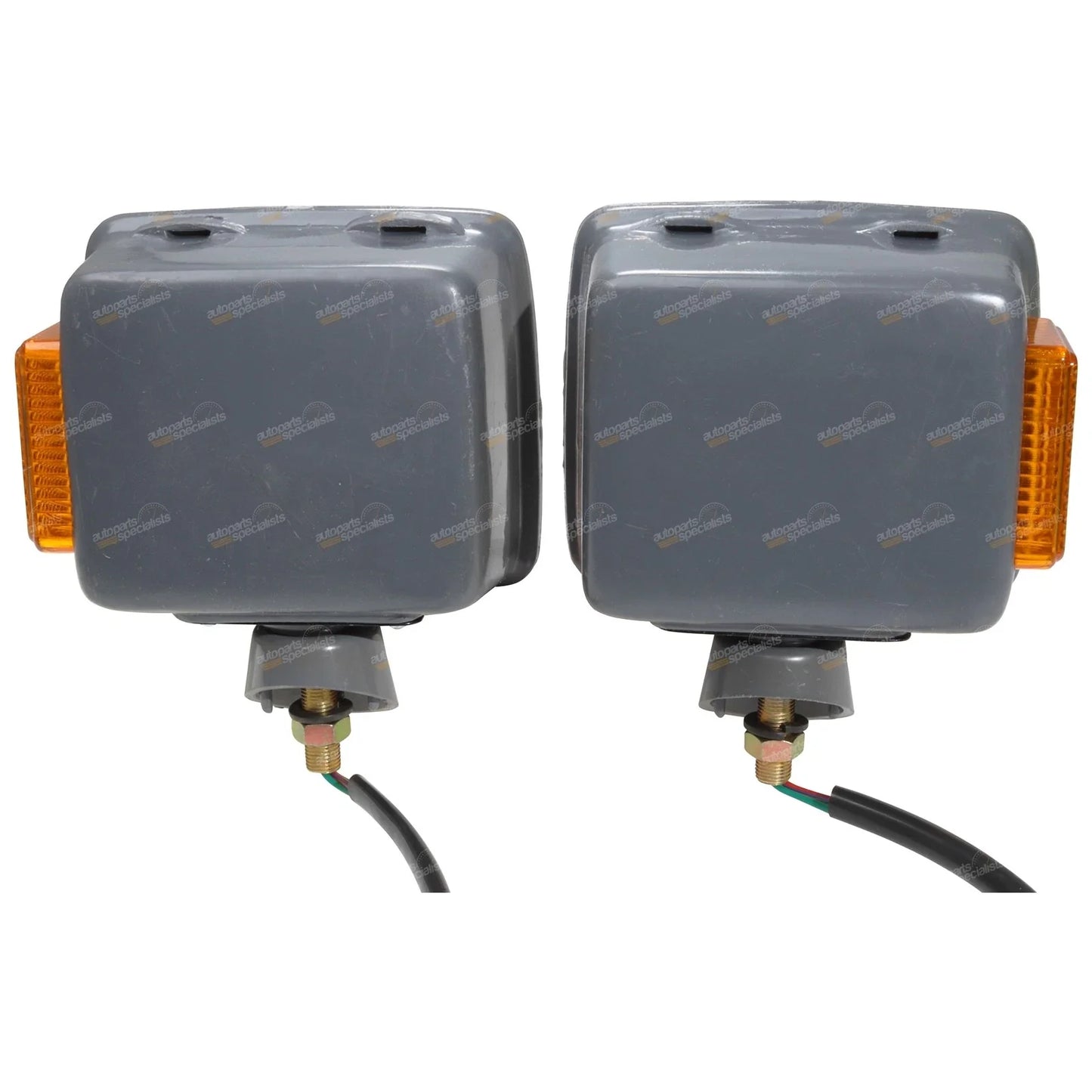 2 x LH+RH Front Corner Lights Grey Base for Landcruiser FJ/HJ/BJ (65-85)