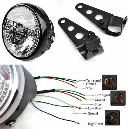 7" Motorcycle Amber LED Turn Signal Indicators with Mount Bracket