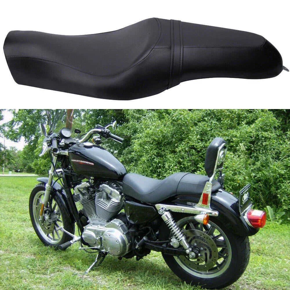Black Driver Passenger Seat for Harley XL883N 883C 883L XL1200N 1200C (2004-2023)