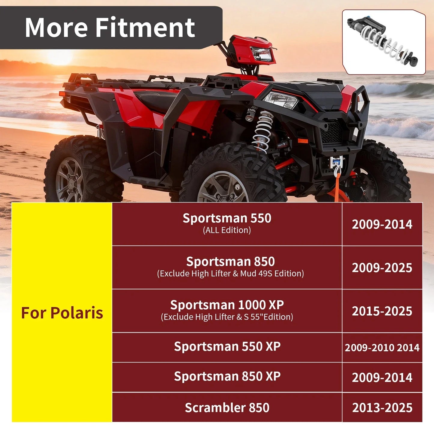 Right Front Air Shock Absorber for Polaris Scrambler 850 (2013–2023)