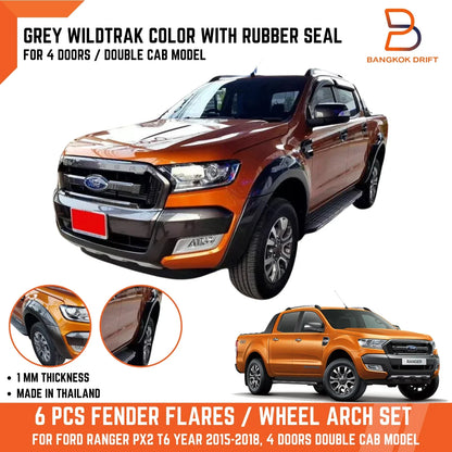 Fender Flares for Ford Ranger PX2 Ute 2015-2018 with Rubber Seal