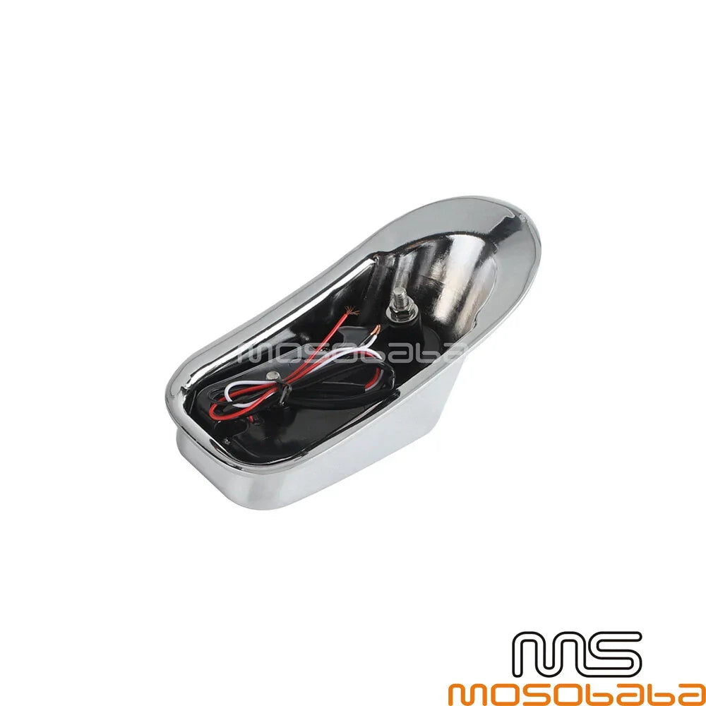 Chrome Red LED Tombstone Brake Tail Light for Harley Cafe Racer Chopper