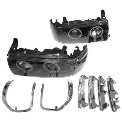 Black Halo Headlights with LED for Landcruiser FJ80R FZJ80 (1990–1992)