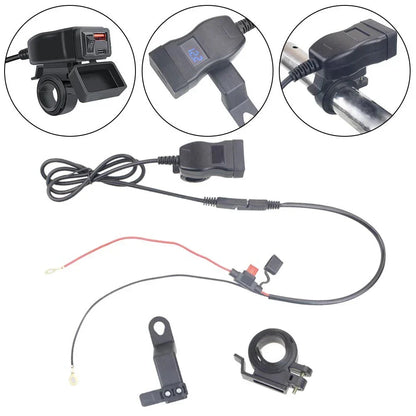 Dual Port Motorcycle USB Charger for 12–24V