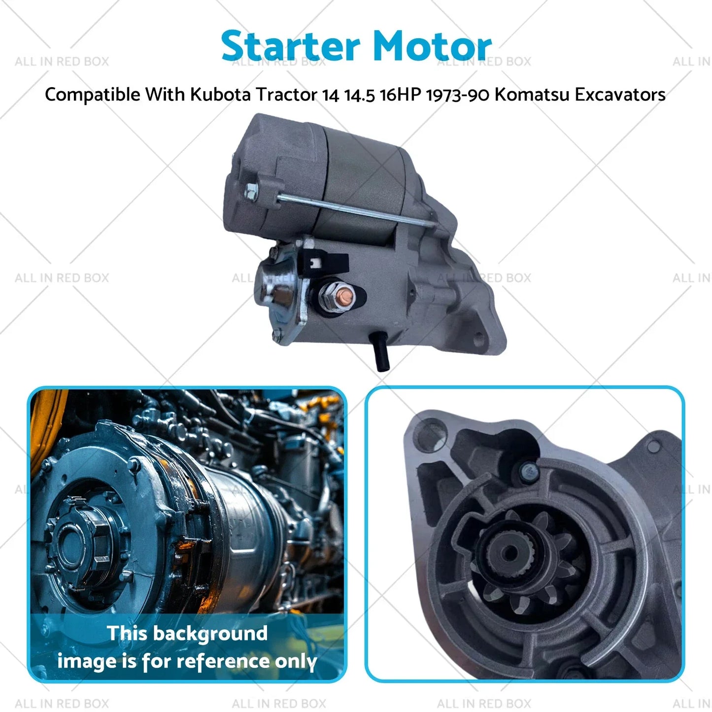 Starter Motor for Kubota Tractor 14 14.5 16HP (1973-1990)