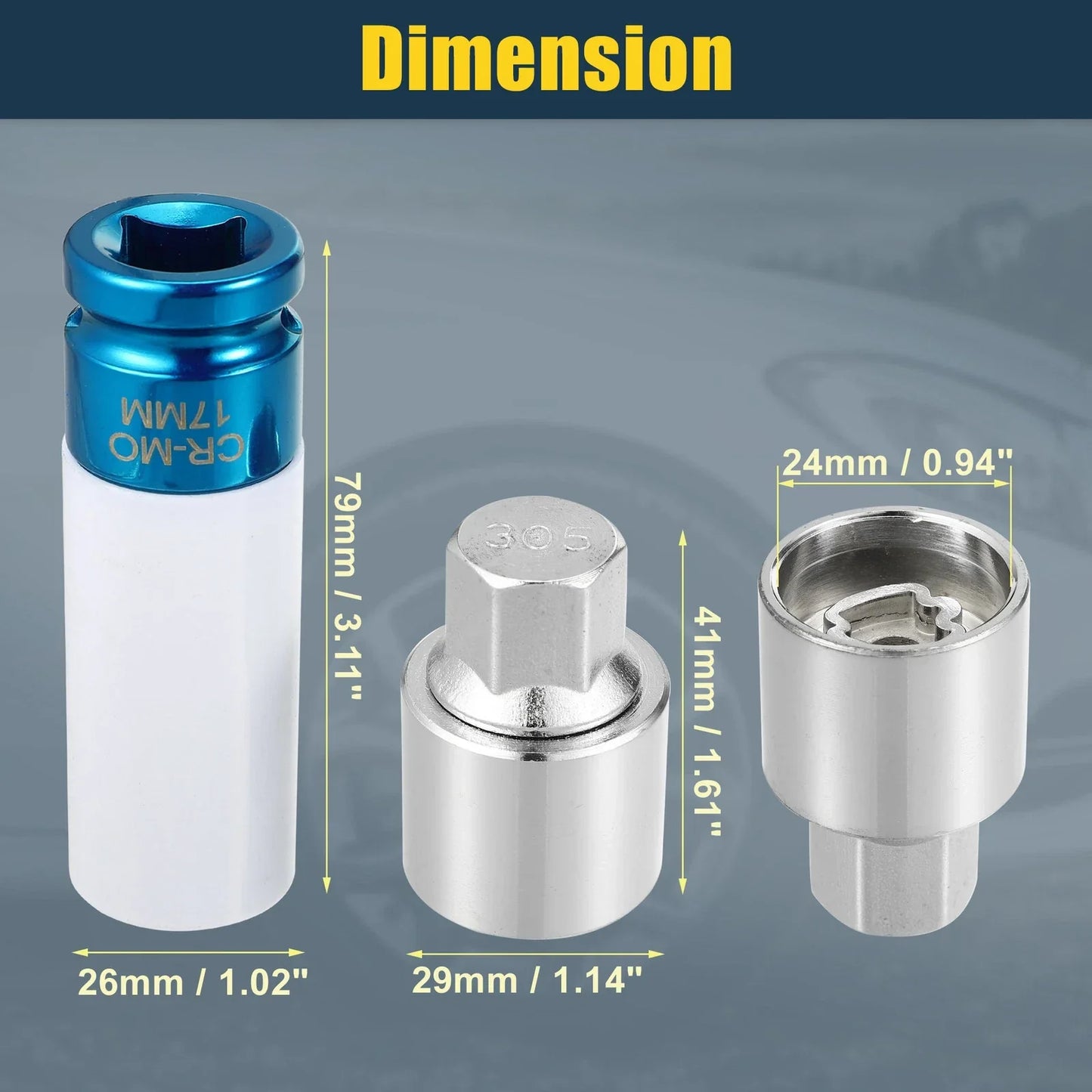 305 Wheel Lock Lug Nut Set with Protector Socket for Mercedes Benz