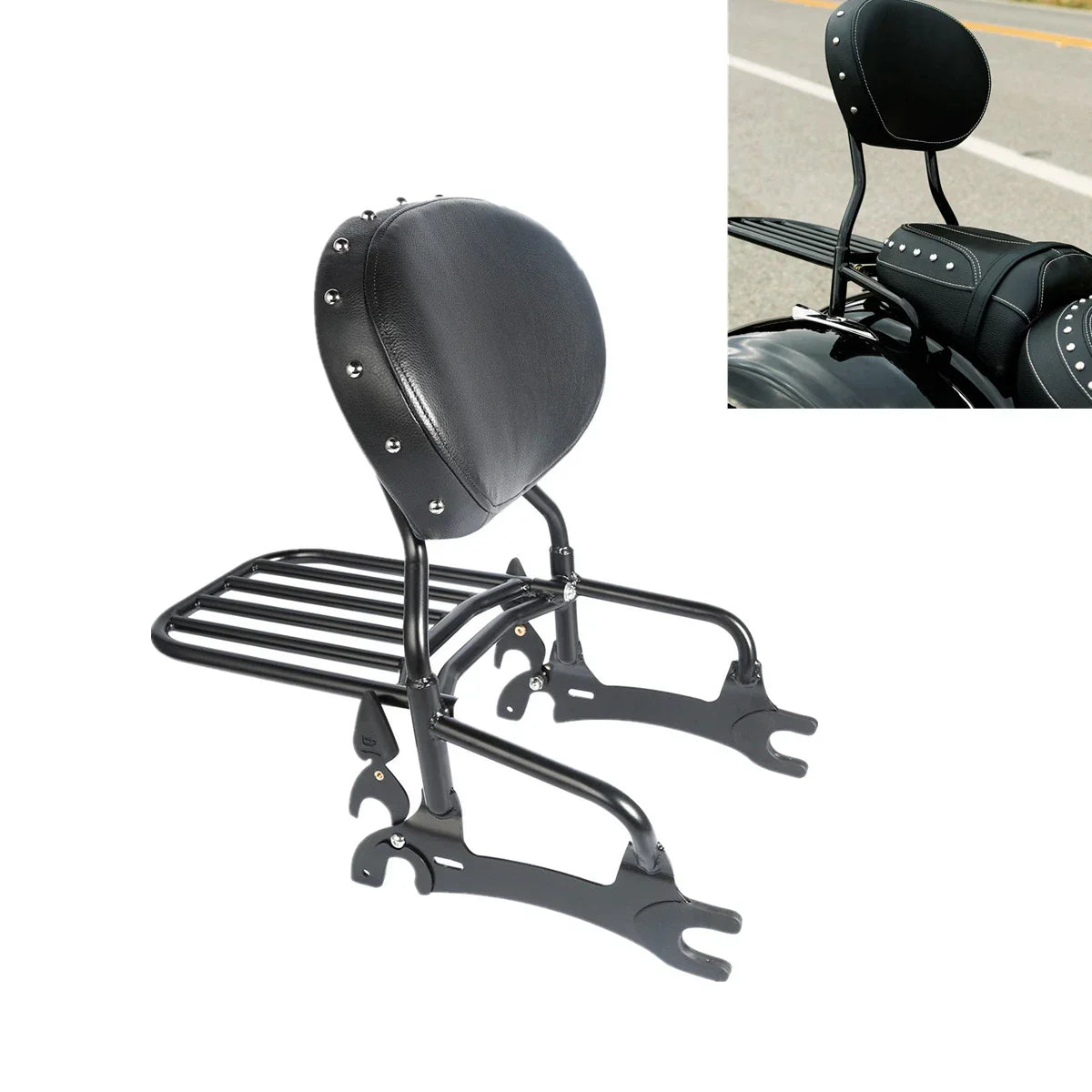 Sissy Bar & Backrest Pad Luggage Rack for Indian Chief Classic Dark Horse (16-18)