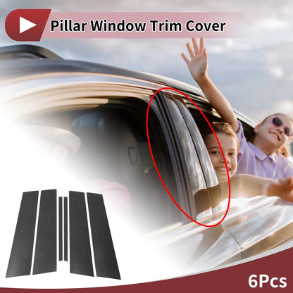 6 Pcs Door Pillar Window Trim for Mercedes-Benz GLA 2015-2019 Black Carbon Fiber