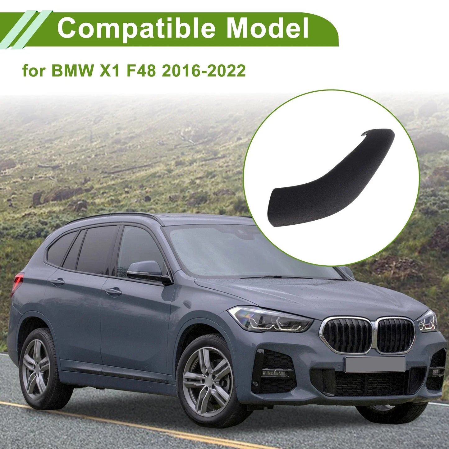 Door Panel Handle Pull Trim Cover for BMW X1 F48 Black (2016 - 2022)