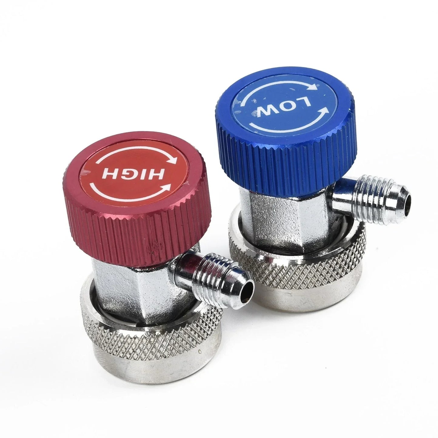 2 x Quick Coupler Adapter Valve Manifold Connector 1/4" High/Low for A/C R134A