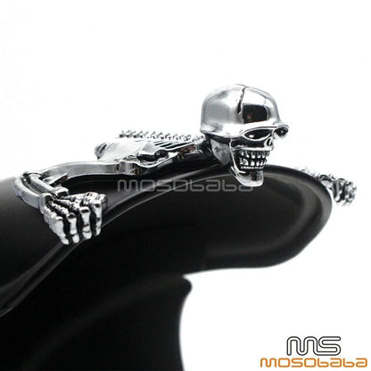Chrome Skull Headlight Ornament 7" for Harley Chopper Bobber