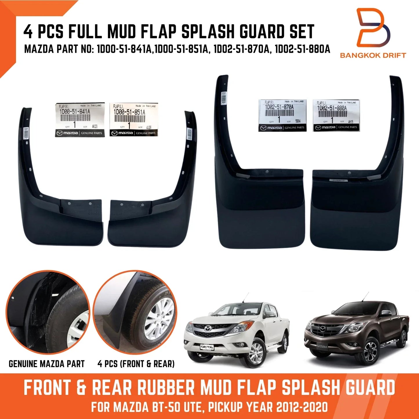 Genuine Mud Flap Splash Guards 4WD for Mazda BT-50 (2012-2020)