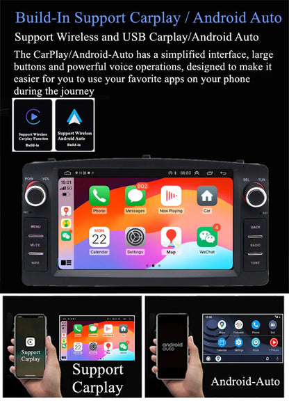 7'' Carplay Stereo Radio GPS Head Unit for Toyota Corolla (2003-2008)