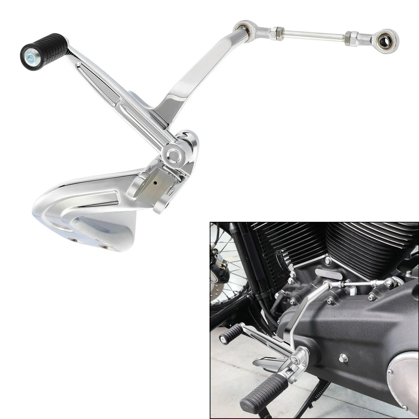 Chrome Mid Control Shift Side Set for Harley Sport Glide, Fat Bob, FXDR (18-25)