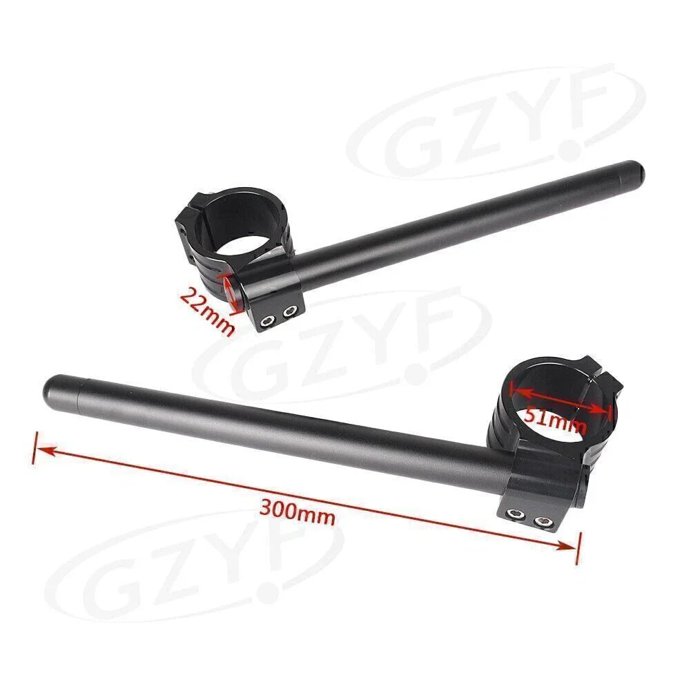 51mm Clip On Handlebar Fork Tubes  Black for Motorcycle Universal