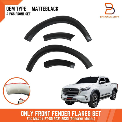 4" Front Matte Black OEM Style Fender Flares for MAZDA BT-50 (2021-2023)