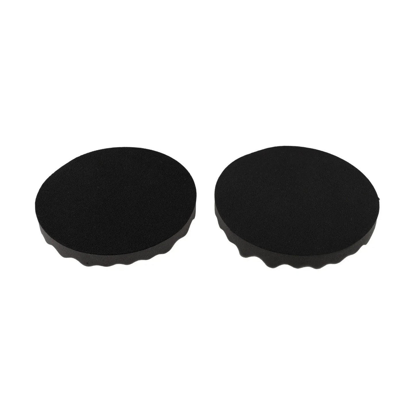 2 x Black Round Foam Compounding Polishing Pad Single Sided Flat Back