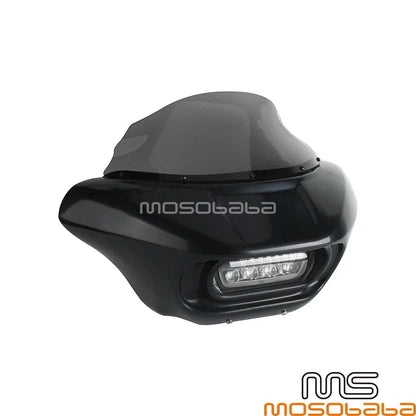 Headlight Fairing Windshield w/ LED Lamp for Harley Softail Fat Bob (2018-2023)