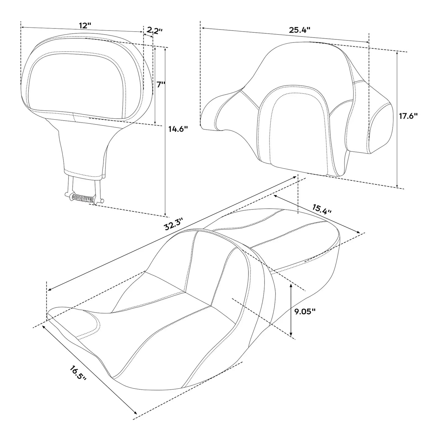 Seat Cushion Backrest for Harley Electra Glide FLHT (2014-2023)