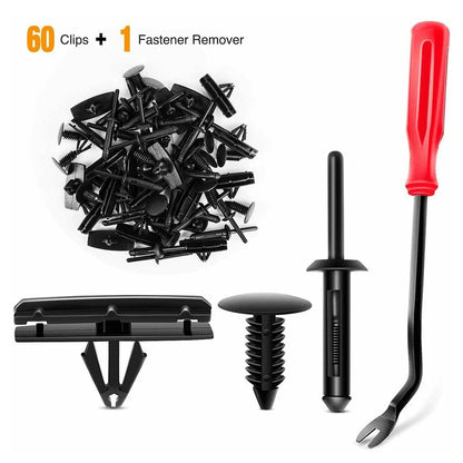 Moulding Clip Rivets Rocker Screw Set Tool 60pcs Black Bumper for Car