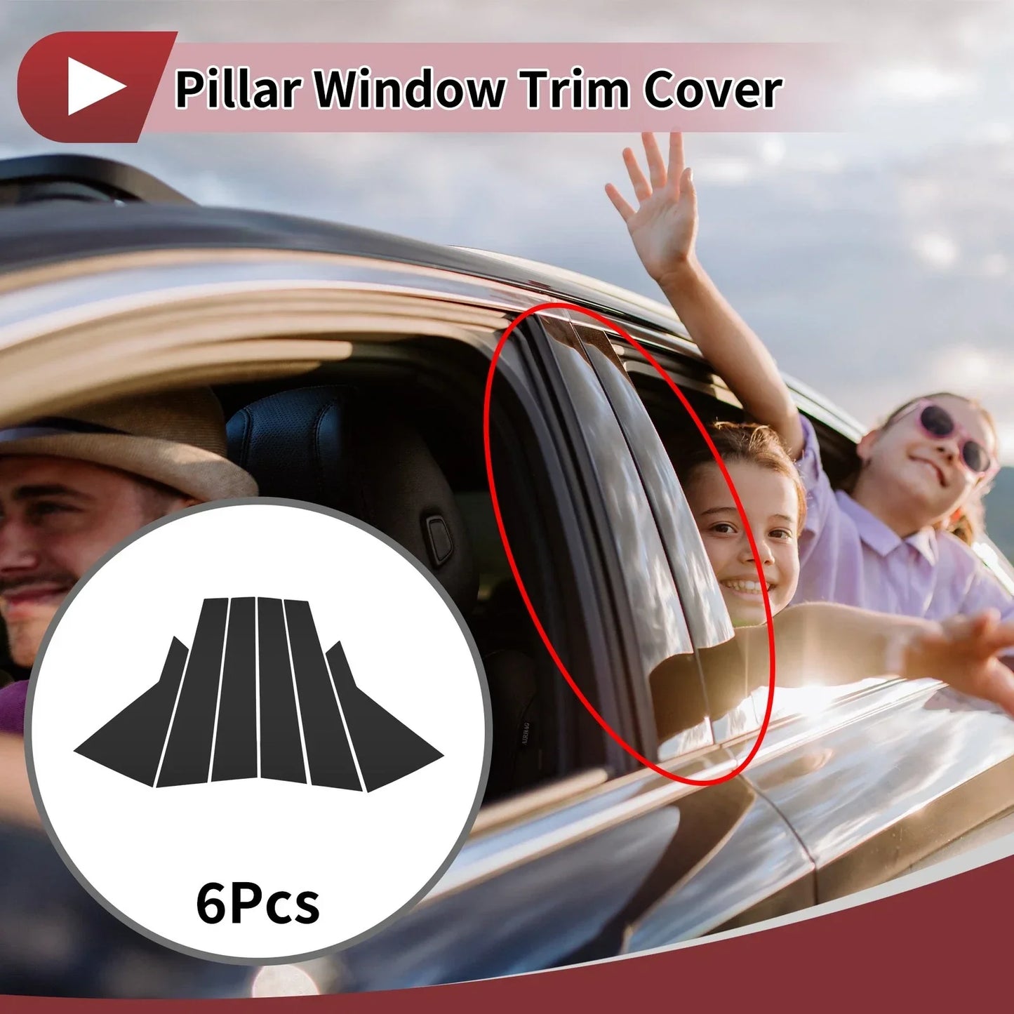 Door Pillar Window Trim for Hyundai Santa Fe Sport (2013-2018) Black