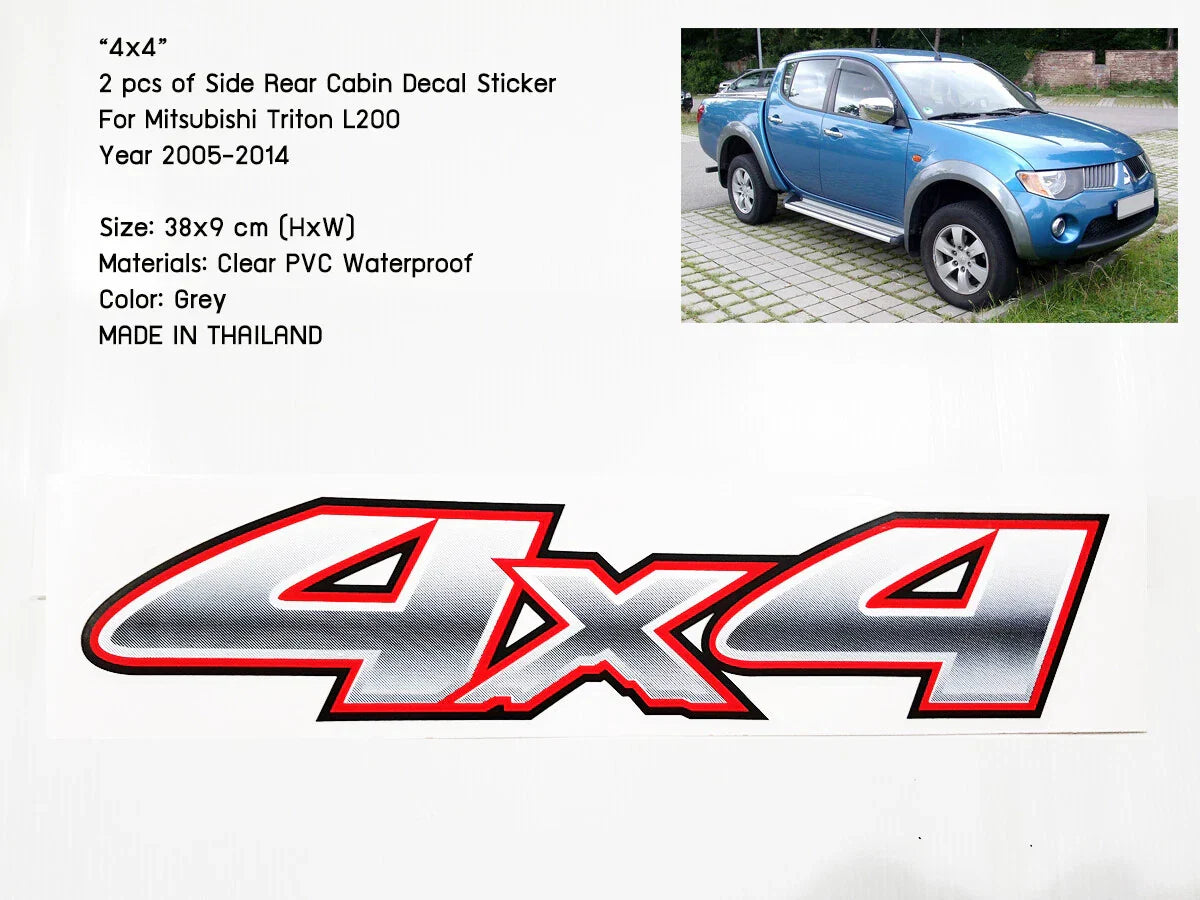 4 x 4WD PVC Side Cabin Rear Sticker Decal for Mitsubishi Triton L200 (05-14)