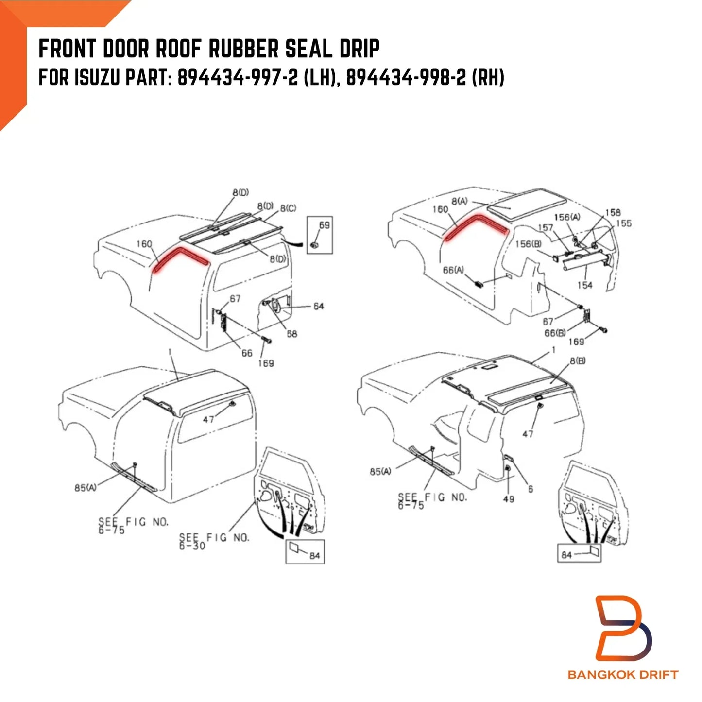 Front Door Weatherstrip Rubber Seal for Holden Rodeo TF (1988-2003)