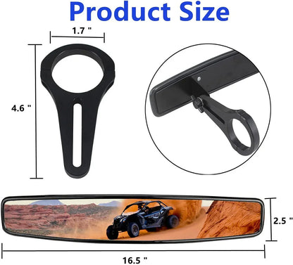 1.75" UTV Rear View Convex Mirror for Polaris, Honda