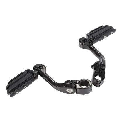 1 x Black 1-1/4" Long Angled Adjustable Highway Foot Pegs for Harley Dyna