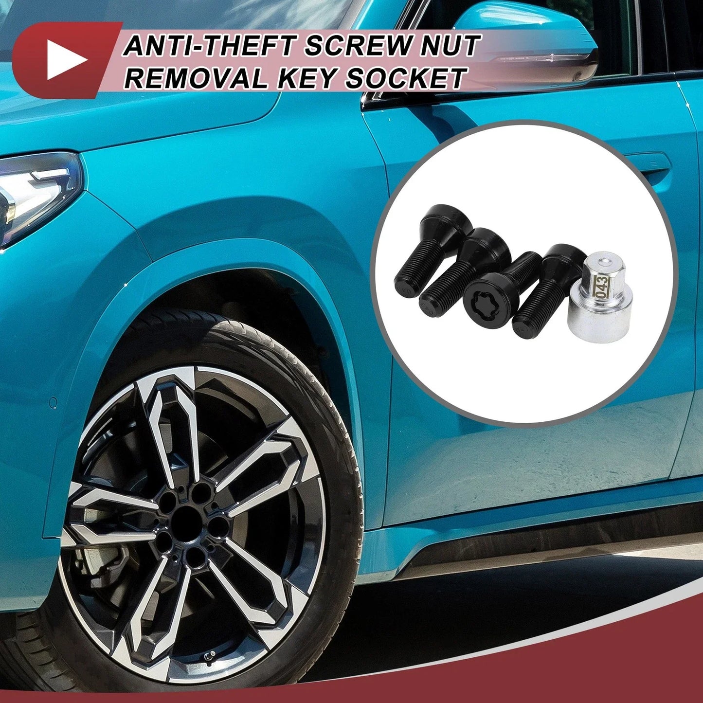 1 Set M14x1.25 Anti-Theft Wheel Lock Lug Nut for BMW