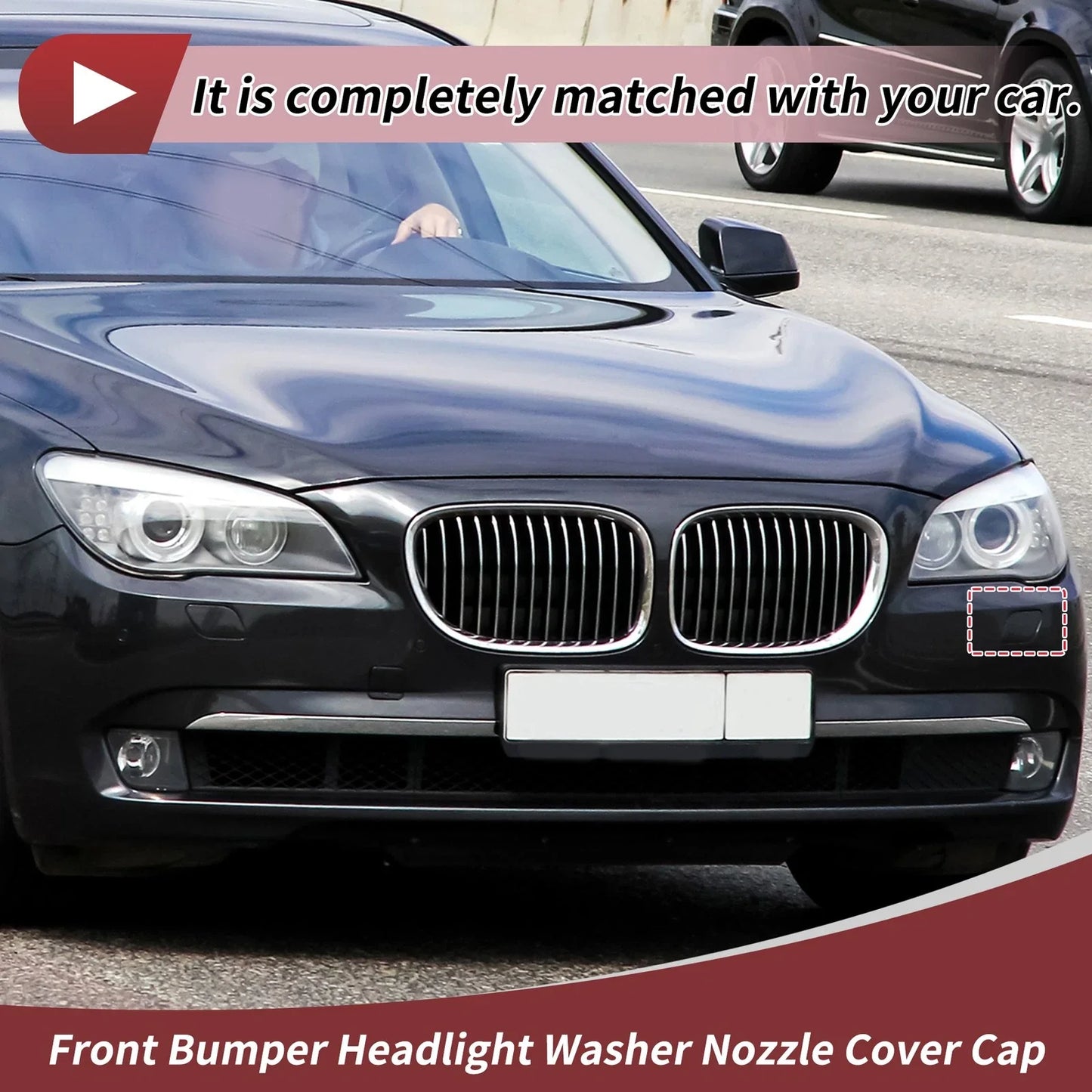 Front Left Washer Nozzle Cover Cap for BMW 740i (2013-2015) Black