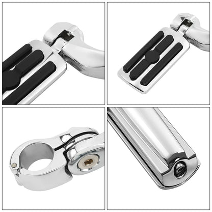 Chrome 1-1/4" Adjustable Highway Short Mount Foot Pegs for Harley Sportster (2004-2023)
