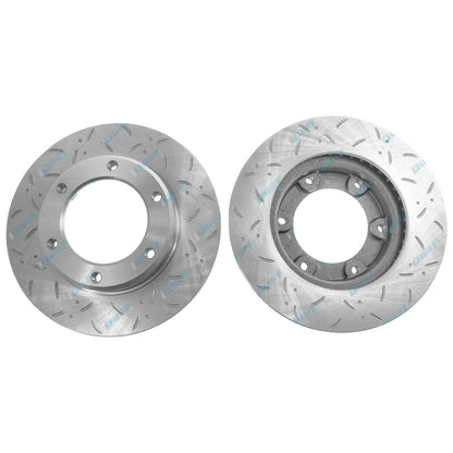 2 x Front Drilled & Slotted Disc Rotors & Brake Pads for Toyota 80 Series (90-92)