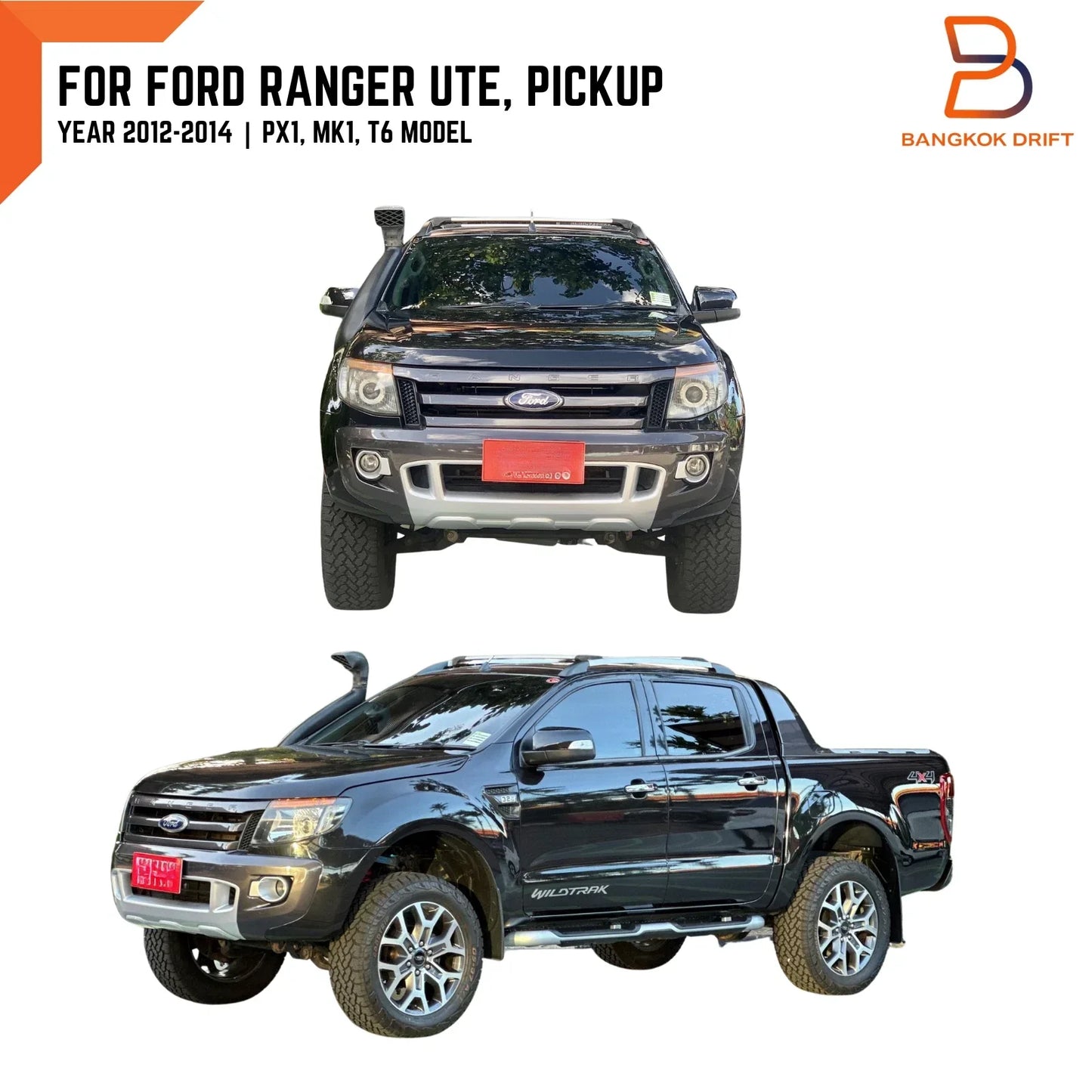 Wildtrak Front Door Graphics Stickers for Ford Ranger PX (2012-2014)