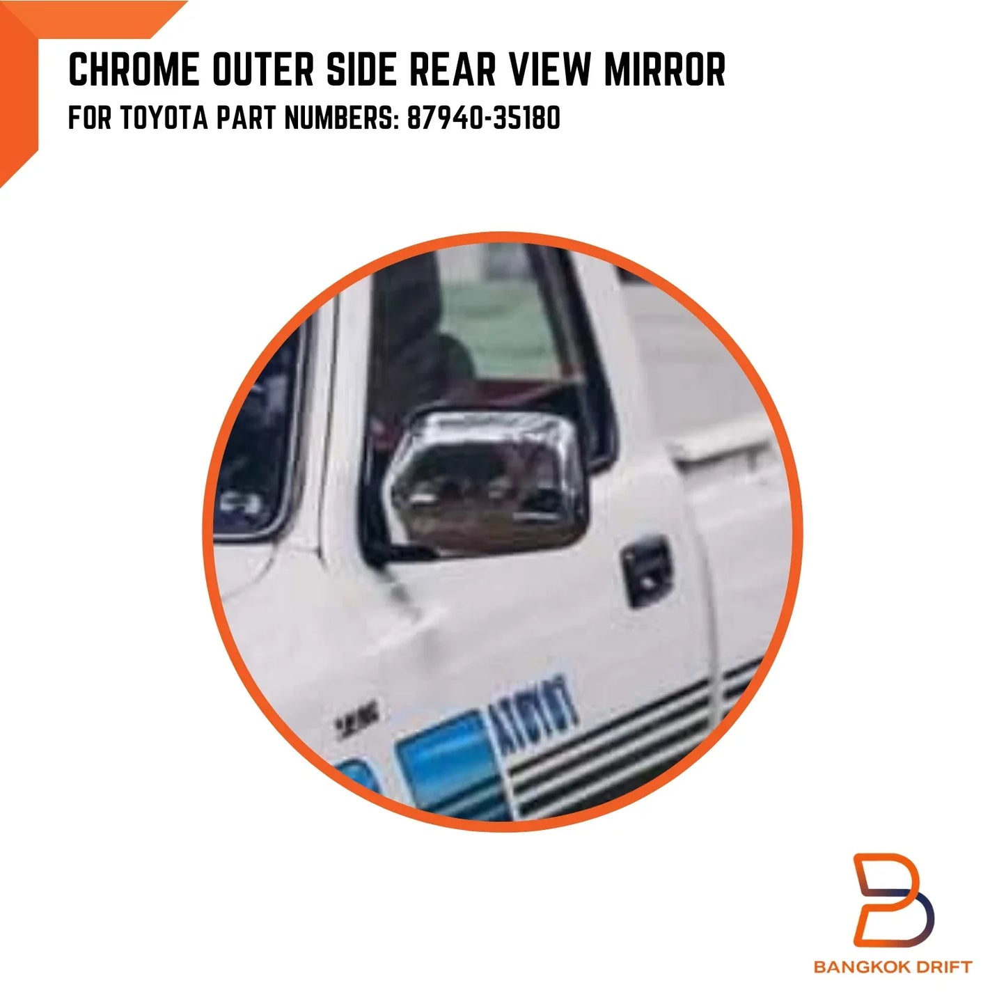 Chrome Door Mirror LH for Toyota Hilux LN106 4WD Ute 4Runner Surf (1988-1997)