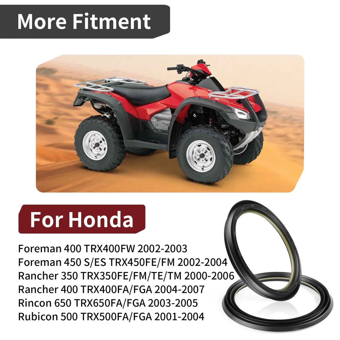 2 x Drum Dust Seals for Honda Foreman Rubicon 500 TRX500FA/FGA (2001–2004)