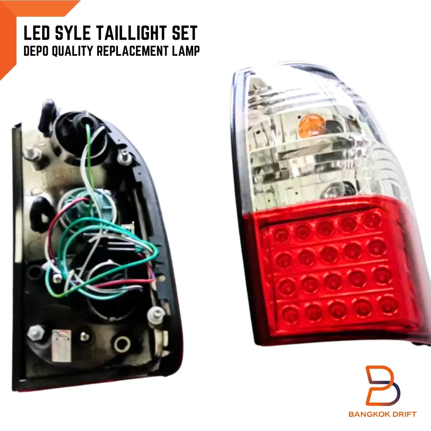 DEPO LED Tail Lights for Mitsubishi Triton MK Ute 1995-2004 Clear