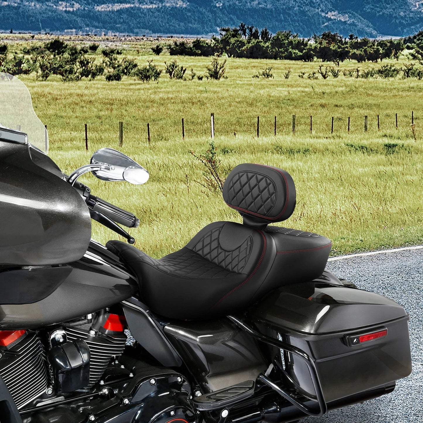 Driver Passenger Seat Backrest for Harley Electra Tri Glide (2009-2023)